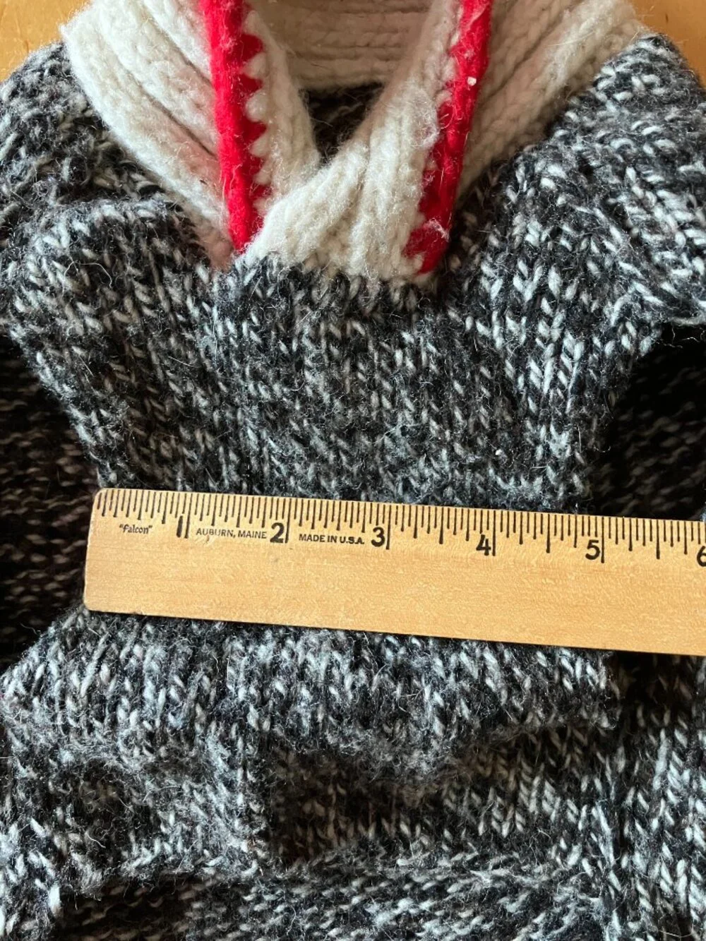 Chilly Dog Hand Knit Dog Sweater Gray Red White Made in Ecuador Medium